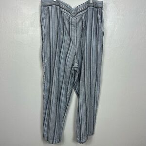 Chico’s Striped Linen Blend Textured Straight Leg Crop Pants Size XL